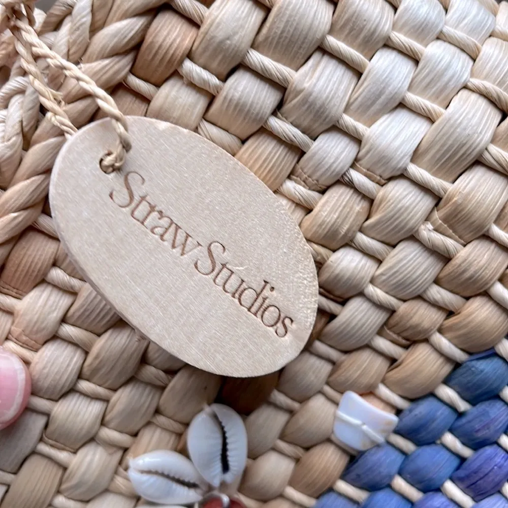 Straw Studios Mini Bag Purse Seashells Lined New Blue - Image 7