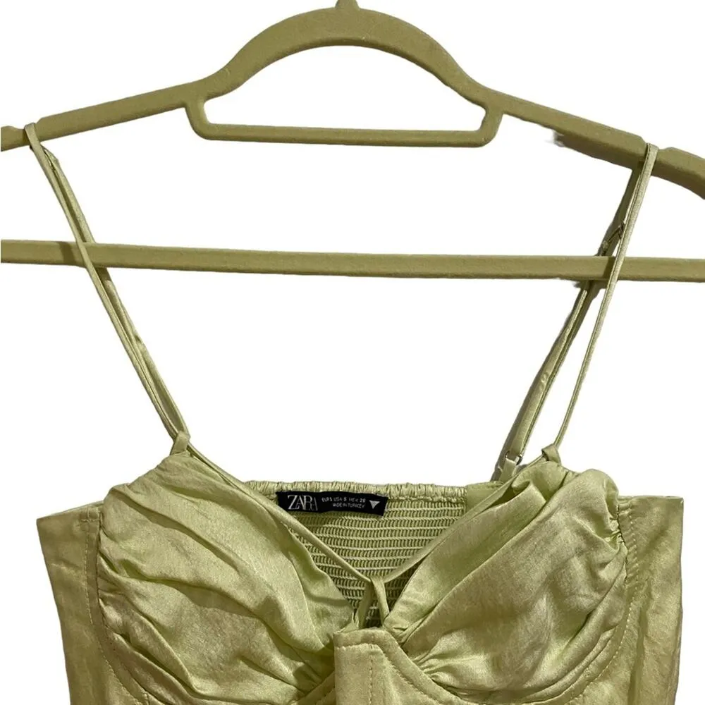 Zara Green Corset House Of CB Style Satin Bustier Crop Top Sz S - Image 3
