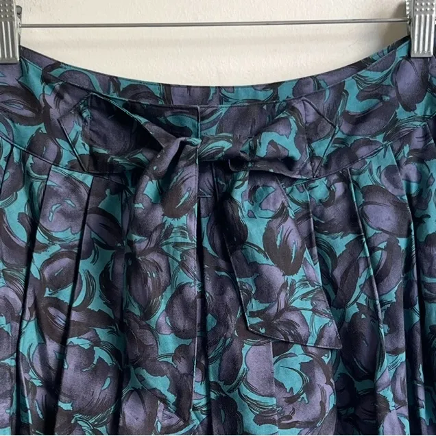 Anna Sui Anthropologie Tulip Mini Skirt Bubble Teal Purple Floral Print Silk 6 - Image 4