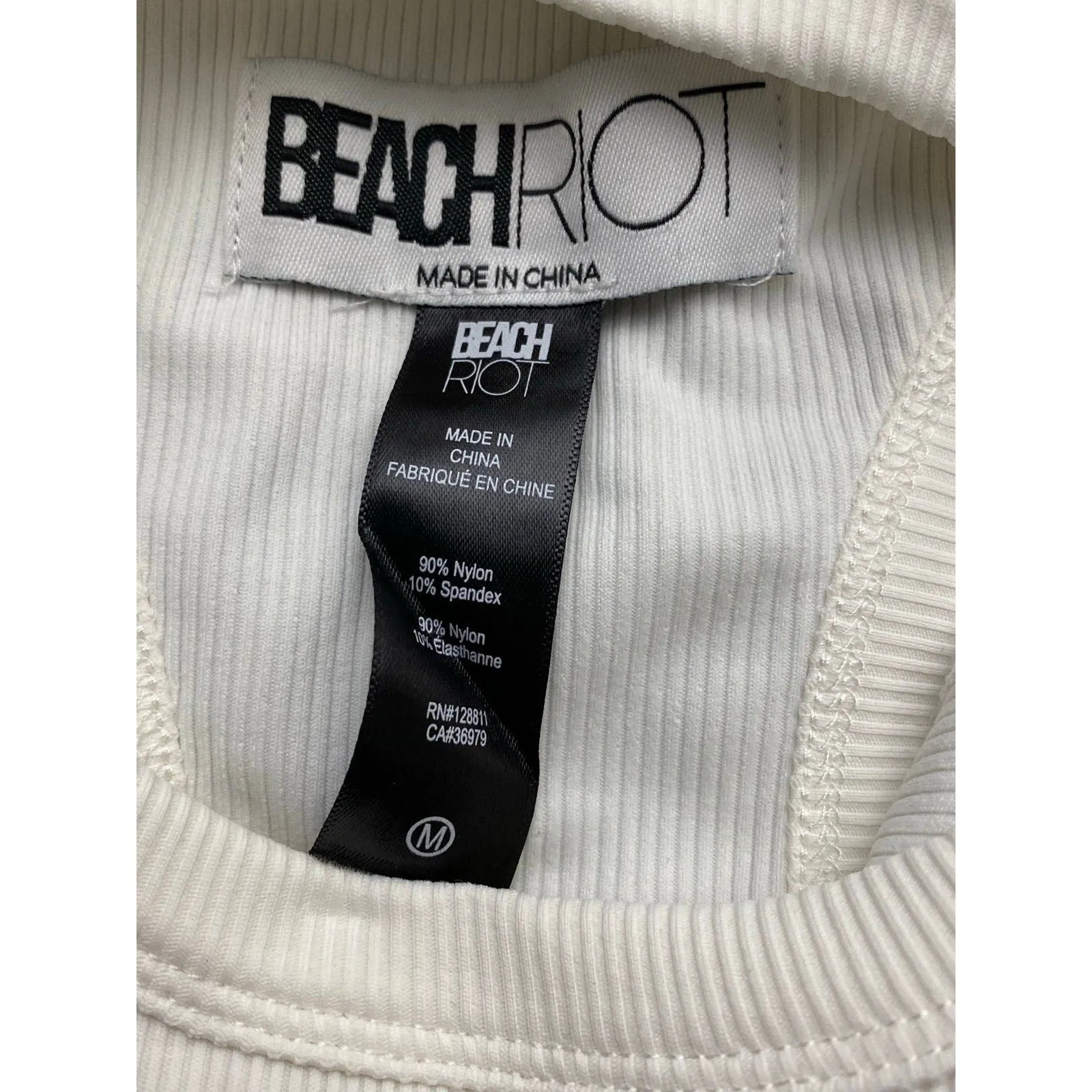 Beach Riot White Ribbed Racerback Tank Top Size M - Image 3