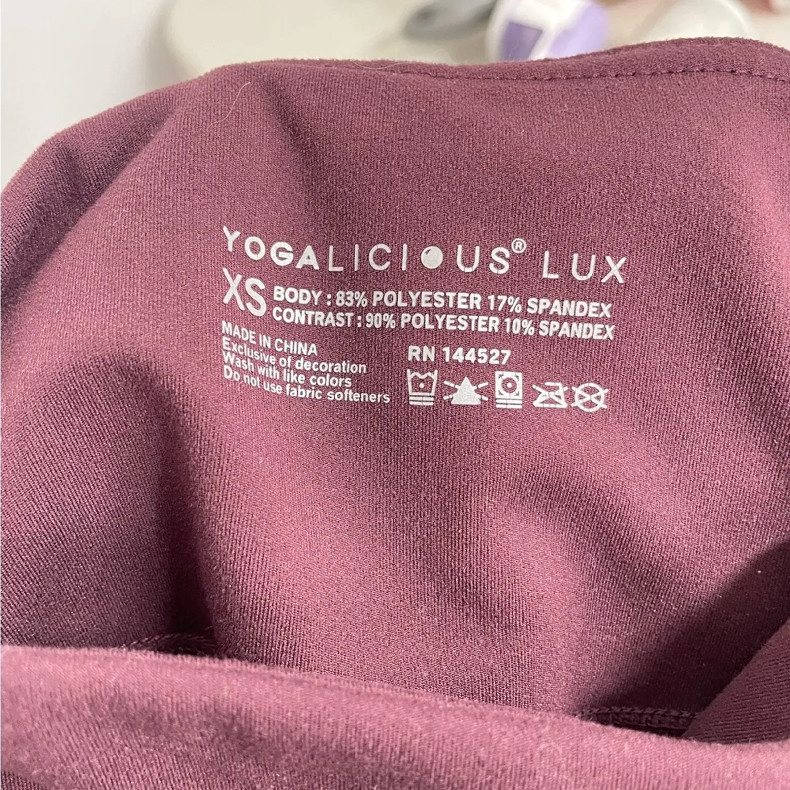 Yogalicious Lux Burgundy High Rise Full Length Leggings XS Athletic Yoga Pants - Image 7