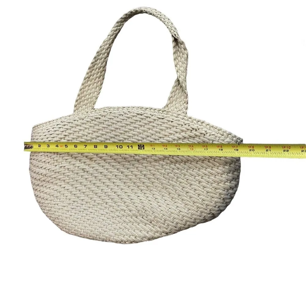 De Vecchi By Hamilton Hodge Woven Top Zip Beach Bag Natural Beige Italian Made Tan - Image 8