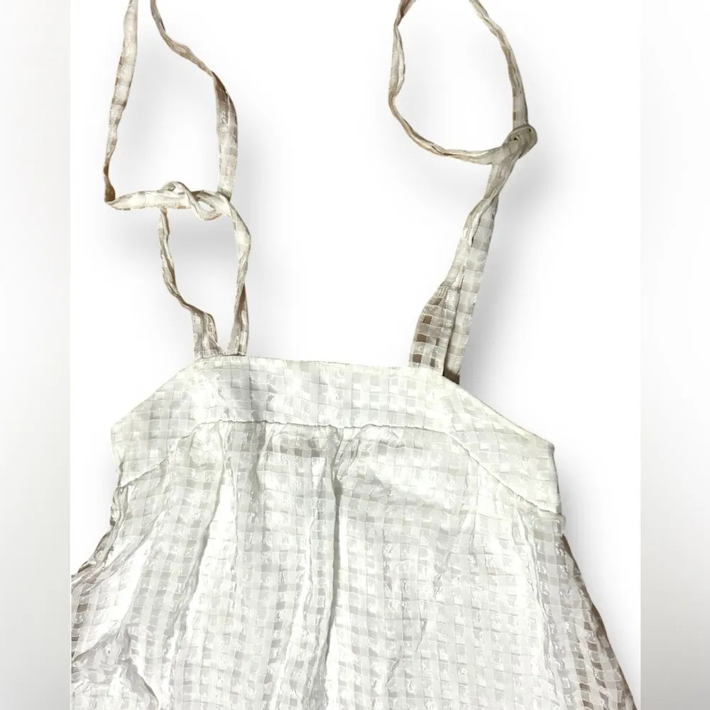 White Mini Dress Tie Strap Babydoll Sundress Summer Casual Short Cute - Image 5