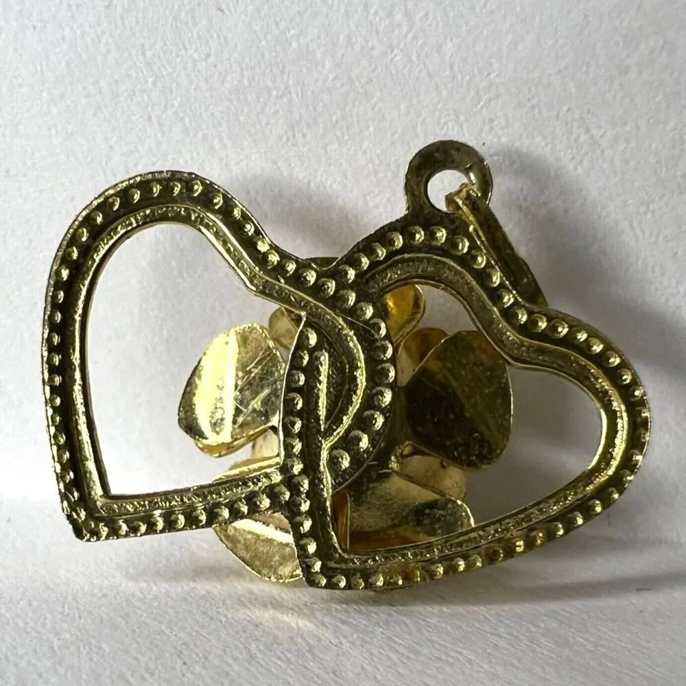 Womens Pearl Embellished Entwined Hearts Floral Necklace Pendant Gold Tone - Image 11