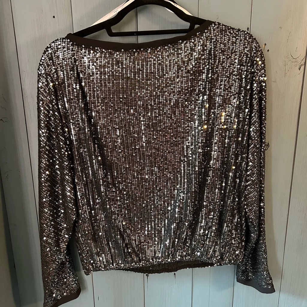 Lulu's Black Sheer Sequin Blouse | Women’s Size Medium - Image 3