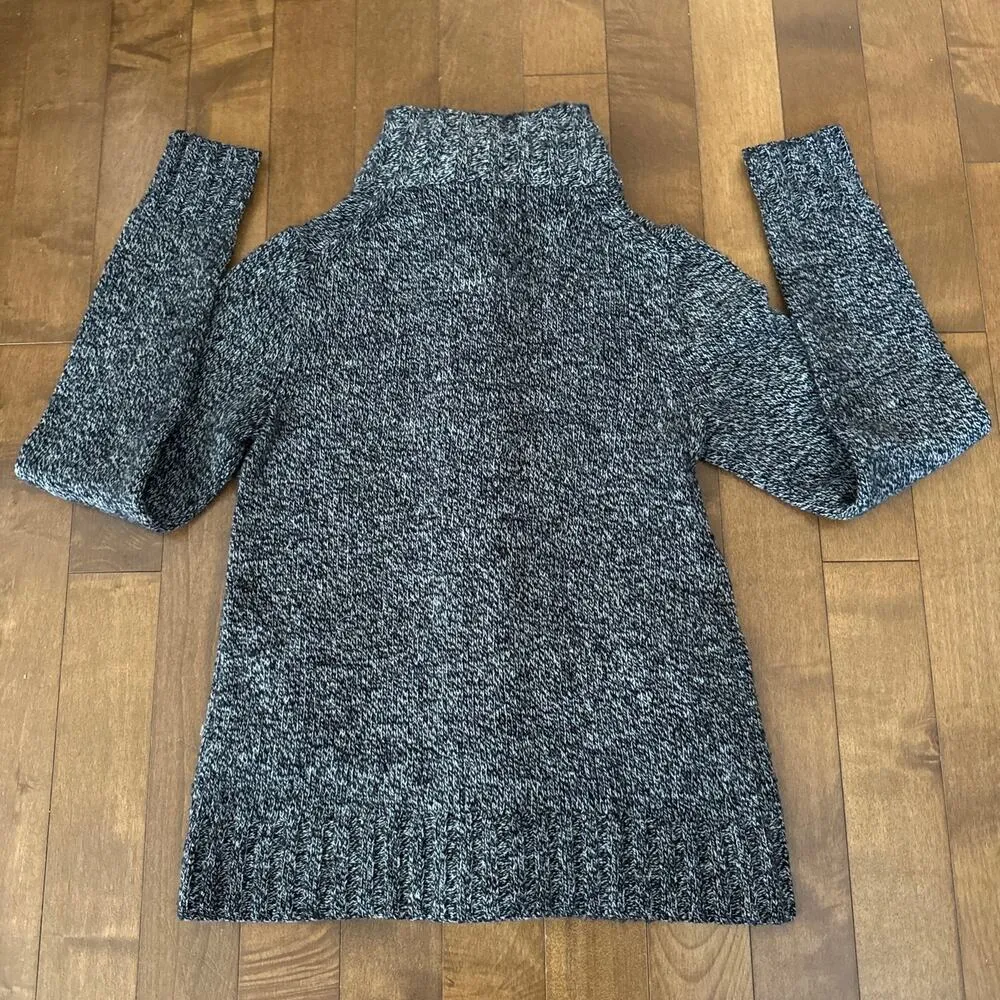 Lilla P Angora Cotton Blend High Neck Button down Cardigan size XS Black - Image 7