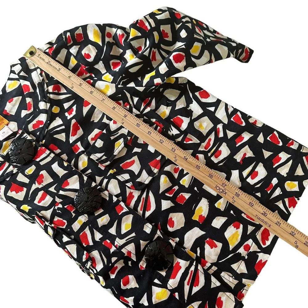 Rudy Rd Maximalist Statement Piece Blazer Womens 14 Artsy Geometric Print Jacket Black - Image 12