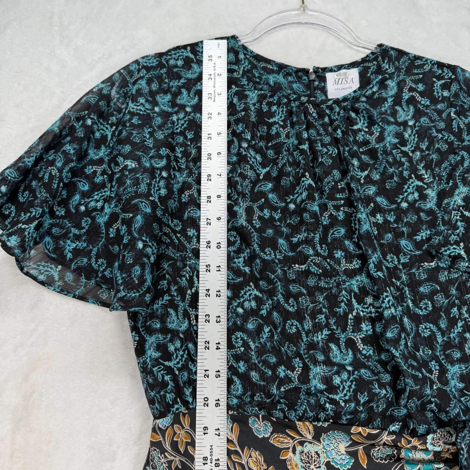 MISA Los Angeles Talia Mix Floral Mini Dress Ruffle Short Sleeve Party Dress S - Image 6