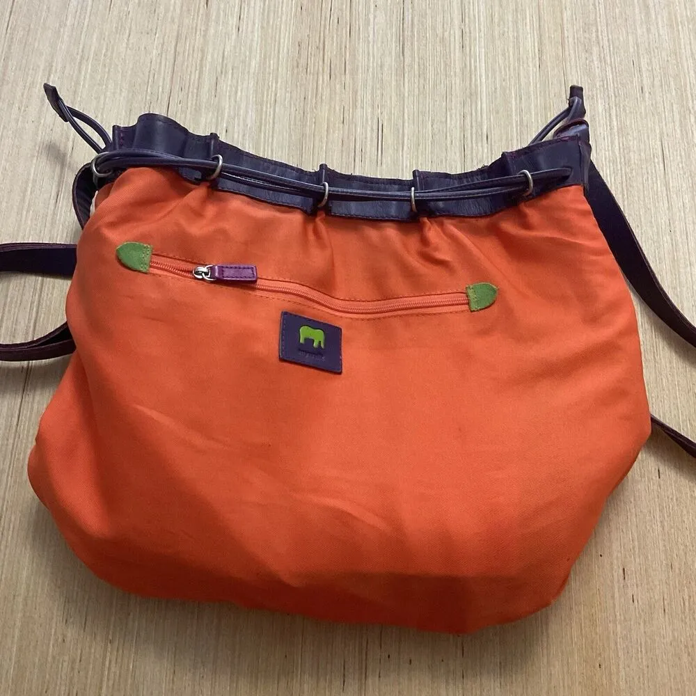 MYWALIT Crossbody Drawstring Stripe Purple Orange Green Leather Suede Purse Bag - Image 14