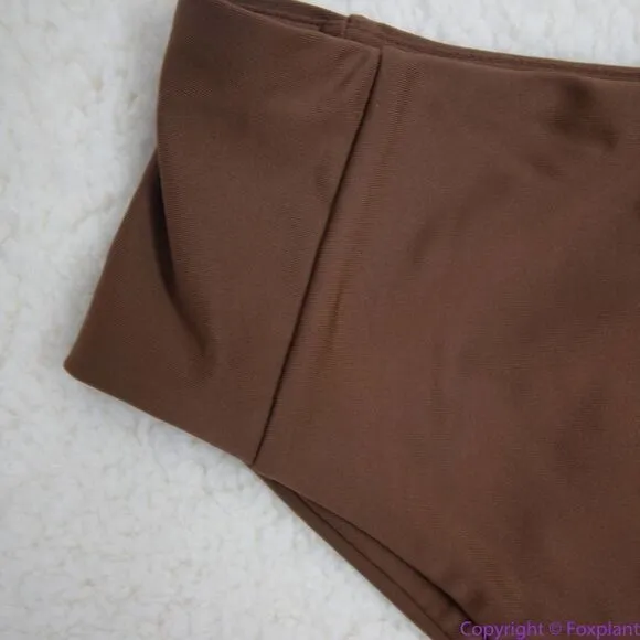 NEW Abysse x free people Benson‎ high waisted bikini bottoms in dark brown, L Brown Size L - Image 11