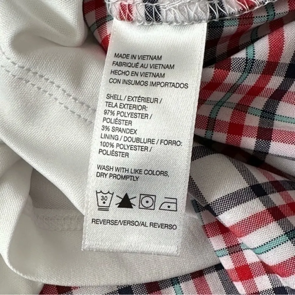 Izod Women’s Size 12 Red White Blue Green Checkered Plaid Golf Skirt Skort - Image 4