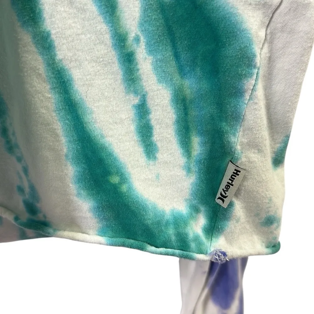 Hurley Cotton Papillon Butterfly Cropped Tie Dye Long Sleeve Tee Shirt Womens XL - Image 5