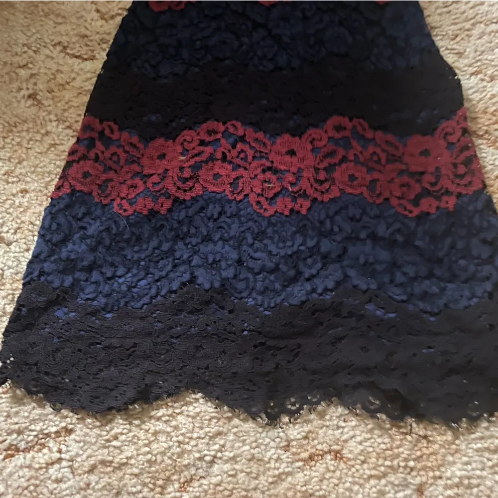 Sexy Red and Black Lace Color Block Striped Dress by Express - Image 7