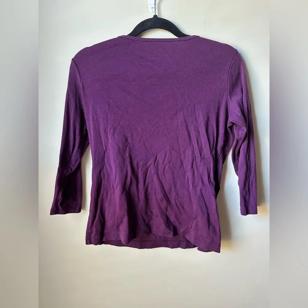 Van Heusen Women’s Purple Floral 100% Cotton Shirt Size Small Blouse - Image 3