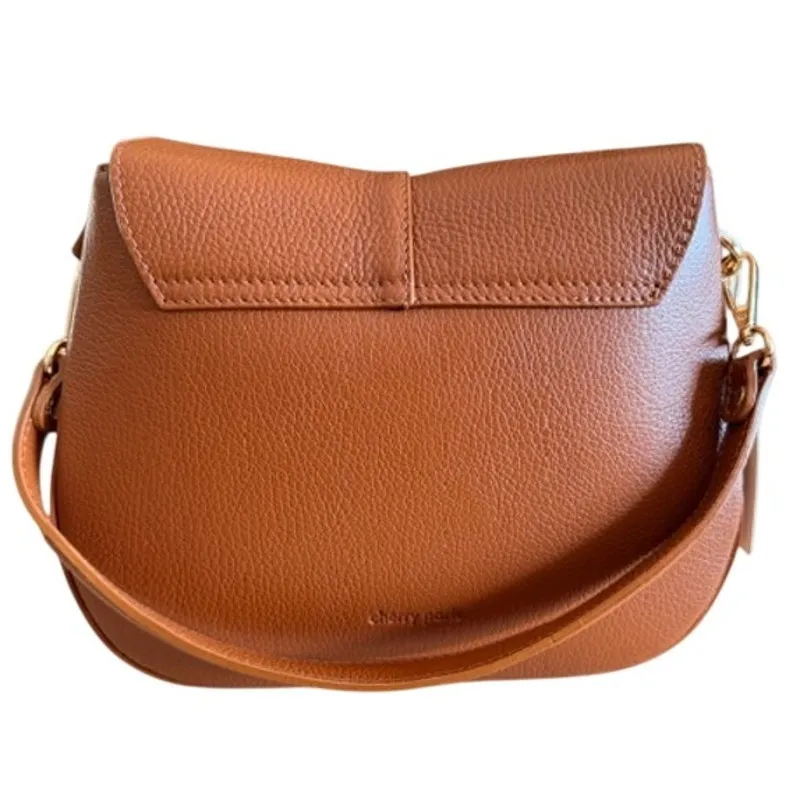 Cherry Paris Layana Cognac Pebbled Leather Crossbody Bag NWT Tan - Image 2