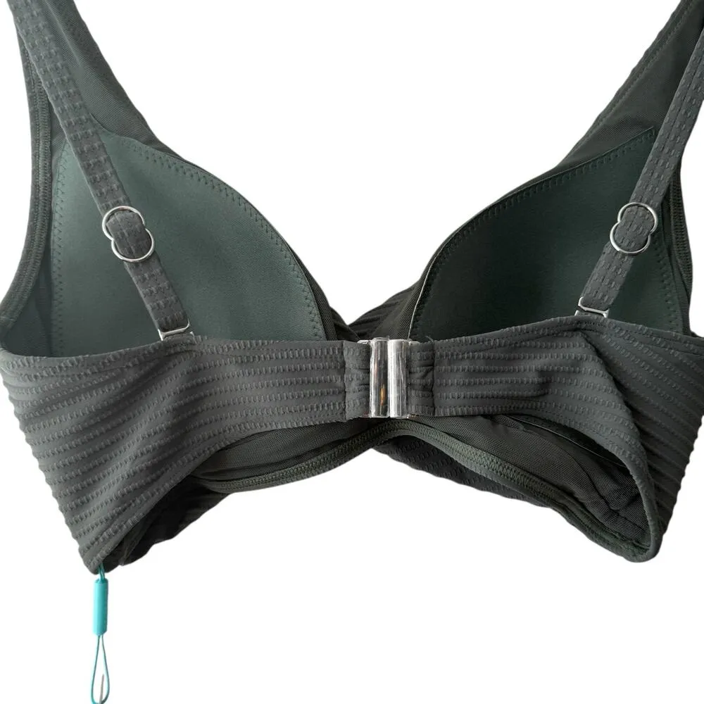Sea Level Eco Essentials Cross Front Khaki Green Multifit Bra Bikini Top Size 10 - Image 8