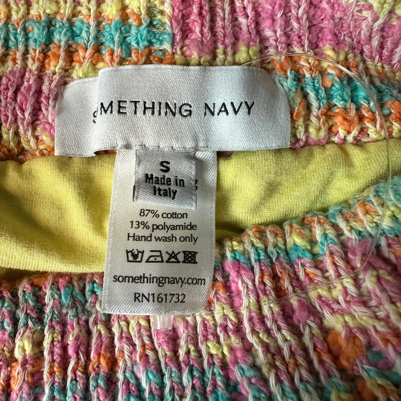 Something Navy Pastel Rainbow Sweater Shorts Rainbow SMALL Crochet Italian $115 - Image 10