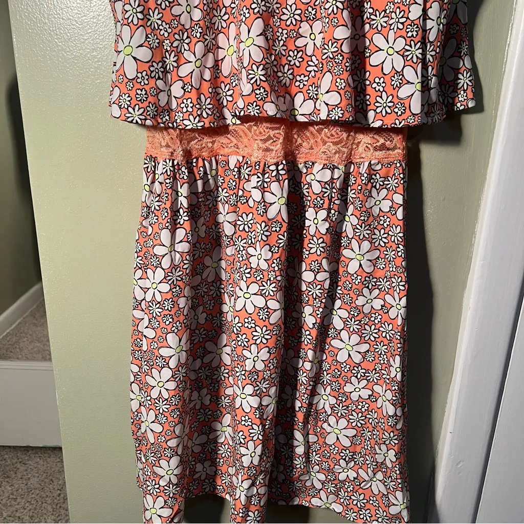 Persaya Sun Dress Pink Daisy Floral Lace XL - Image 3