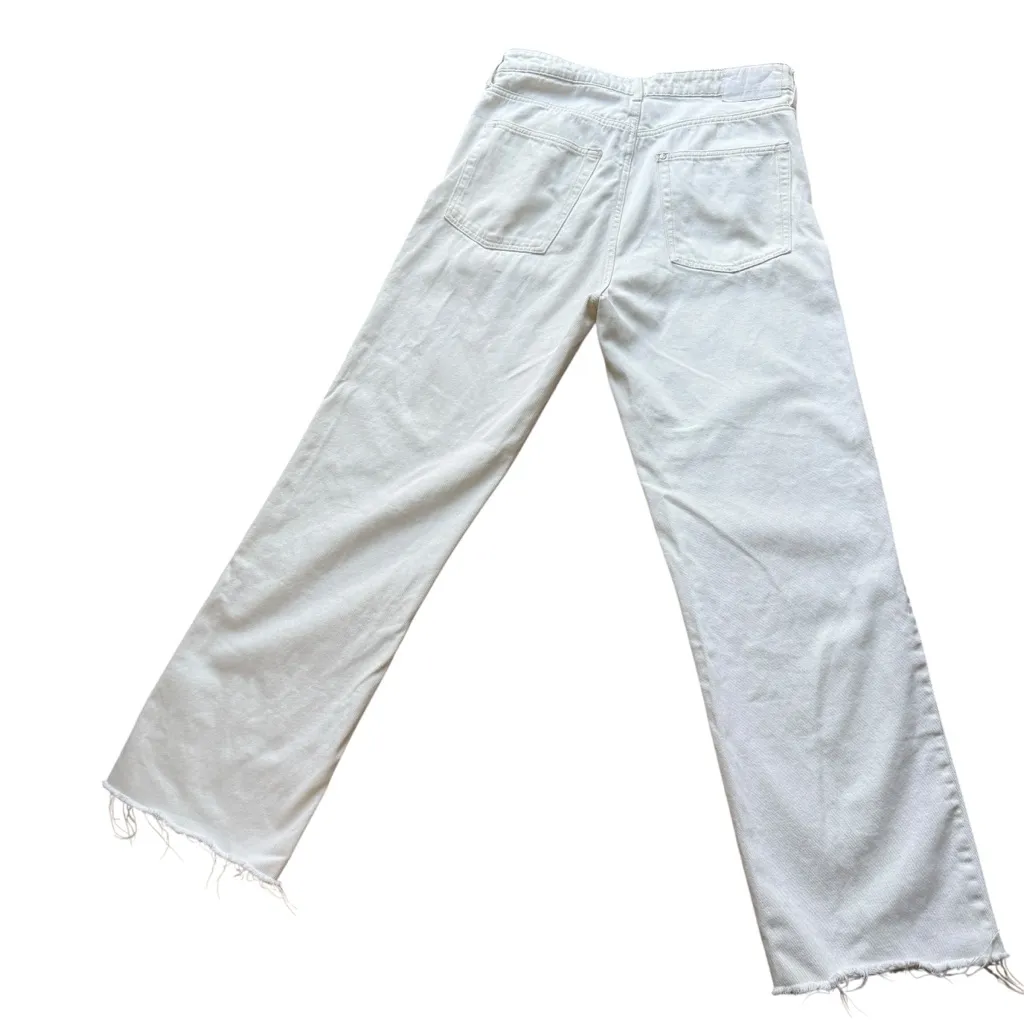H&M High Waist Wide Leg Whit Jeans size 12 cream - Image 2