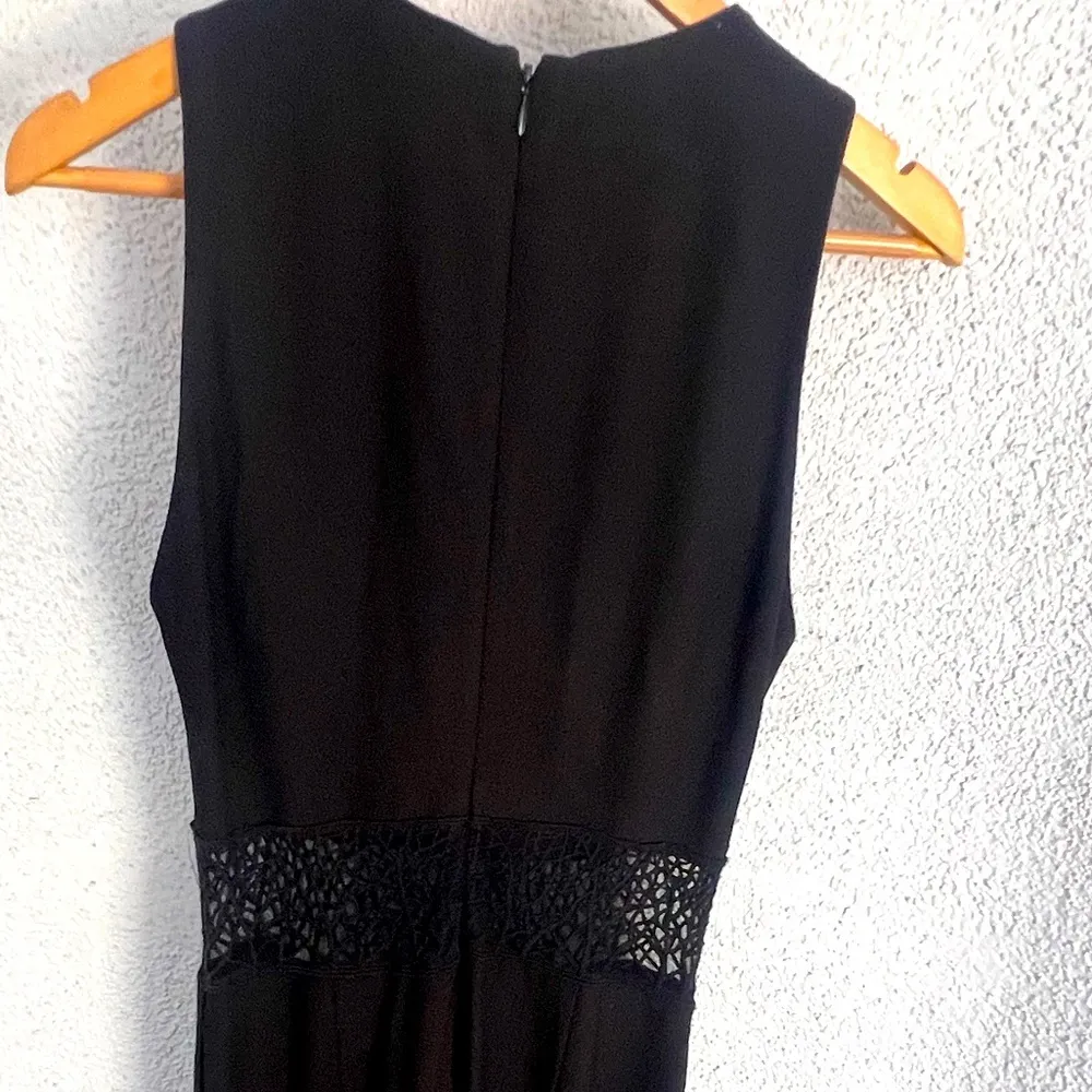 Zac Posen  black jumpsuit w/ lace midsection has pockets - Image 6