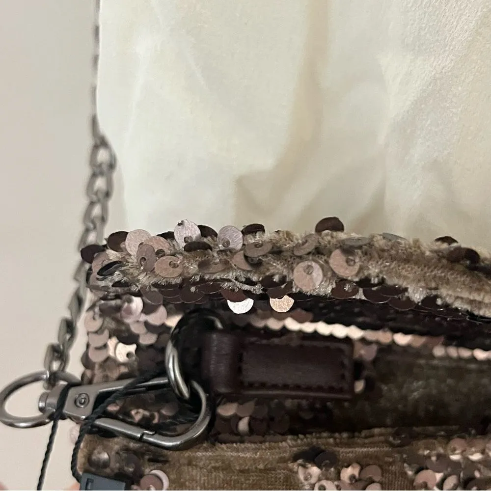 Lulus Bronze Sequin Envelope Convertible Crossbody/ Clutch NEW - Image 4