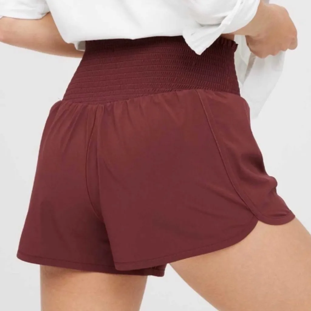 Aerie Women's OFFLINE Real Me Smocked Running Shorts in Royal Berry size XXL - Image 2