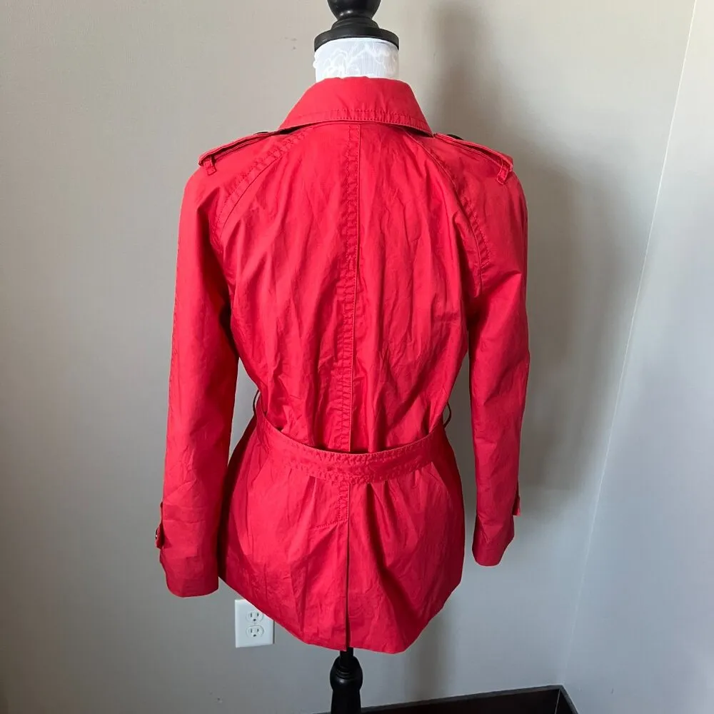 Coach New York Women’s Small Double Breasted Belt Casual Red Trench Jacket Coat - Image 7