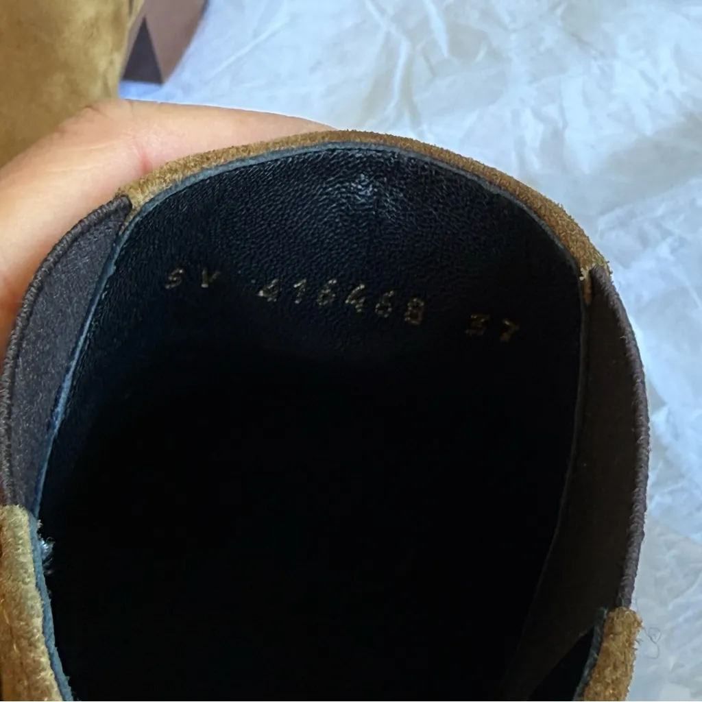 Saint Laurent Rock 40 Tan Suede Chelsea Boots w/ Fringe, Size 37, Box + Dustbags - Image 11