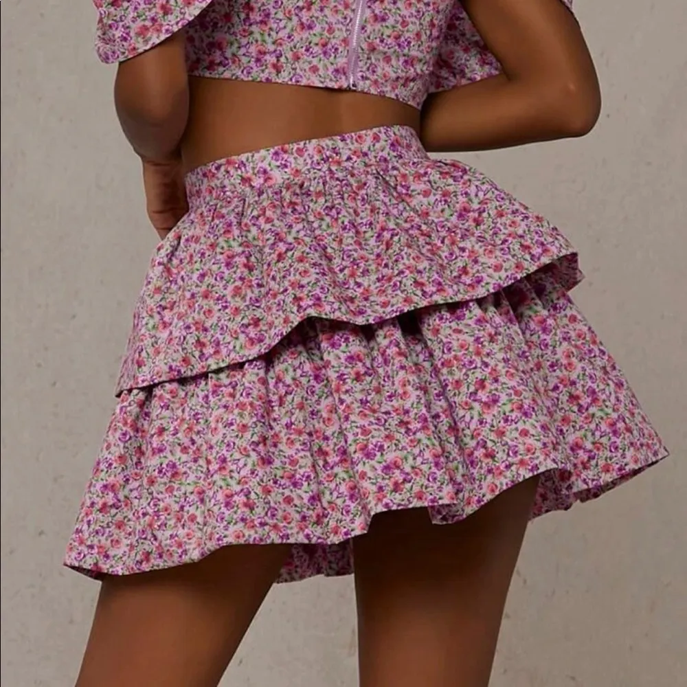 Floral Print Layered Skirt - Image 2