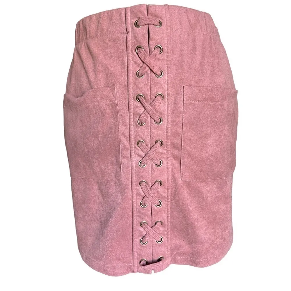 𝅺MAUVE Pink STREETWEAR SOCIETY Crisscross 2 Pocket Pencil Skirt, Medium - Image 9