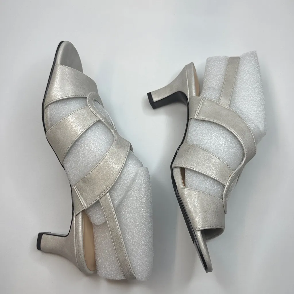 Easy Street Women's Zella Kitten Heel Sandals- Silver- Size 9 - Image 8
