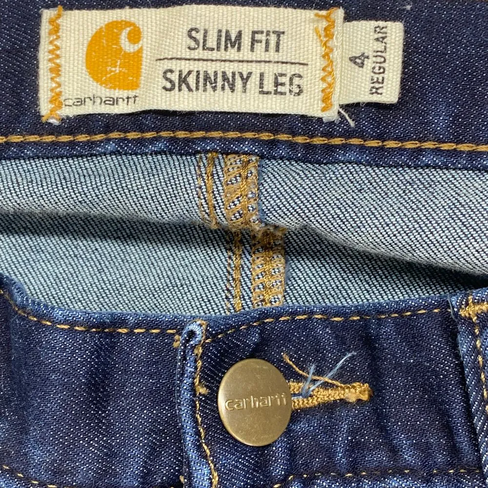 Carhartt Jeans womens Size 4 Slim Fit‎ Skinny Leg Dark Blue Denim Jeans Regular - Image 7