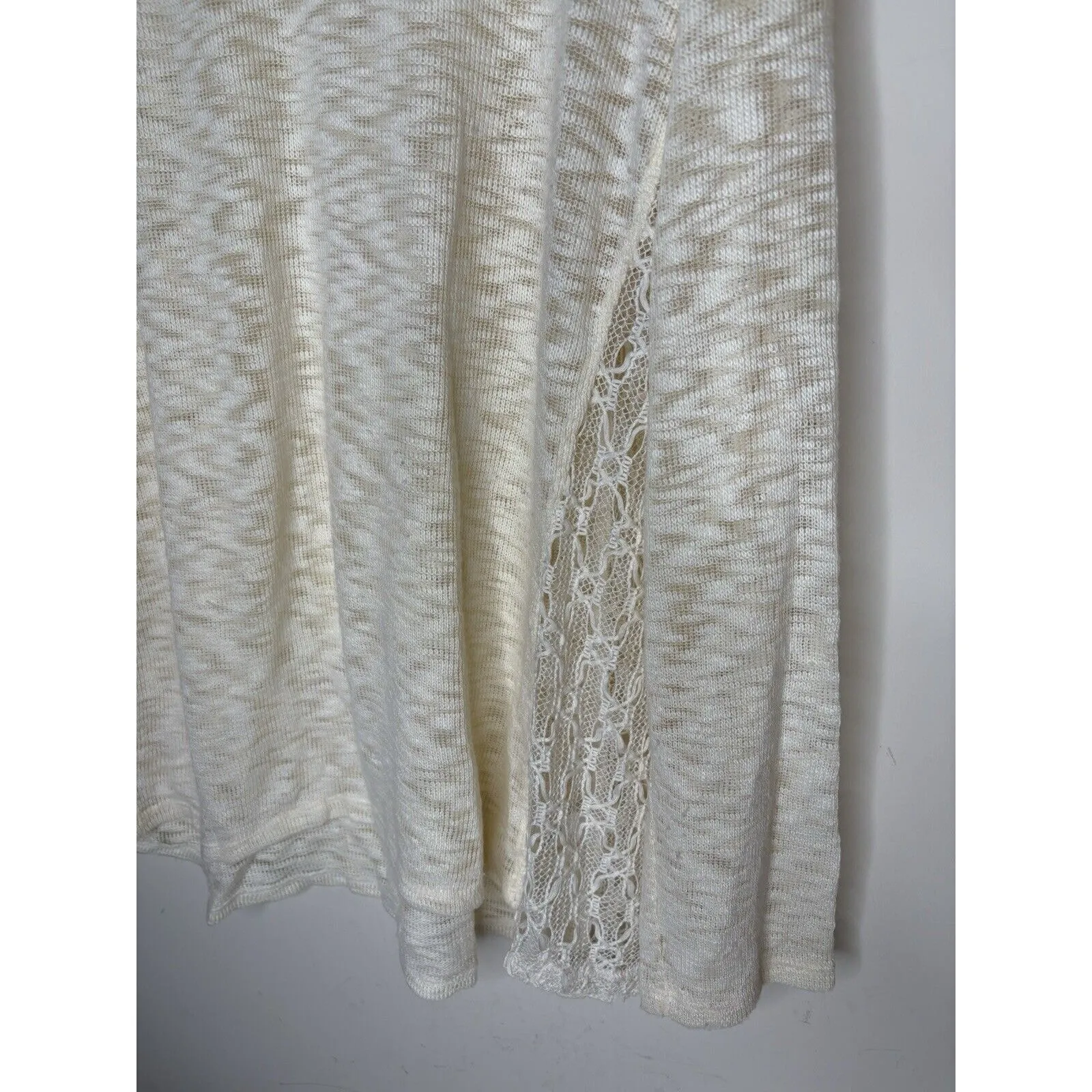 Catos Womens Size 22/24W Sweater Long Sleeved Lace Sides Lightweight Cream Boho - Image 3