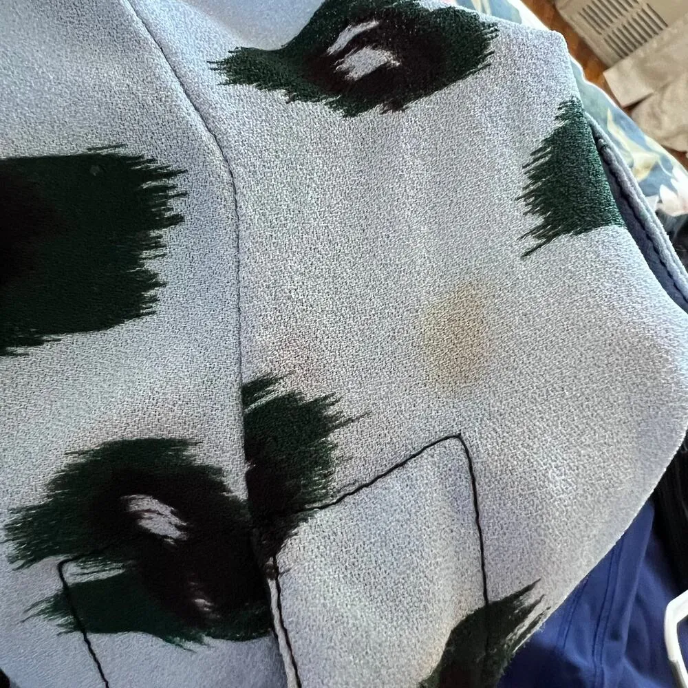 Proenza Schouler pale blue leopard ikat print tie front waist crepe size 4 CL - Image 5