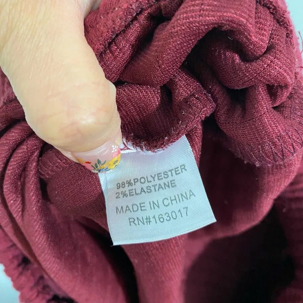 Princess Polly Women's Arabella Dark Red Quilted Pull On Jogger Size US 4 - Image 9