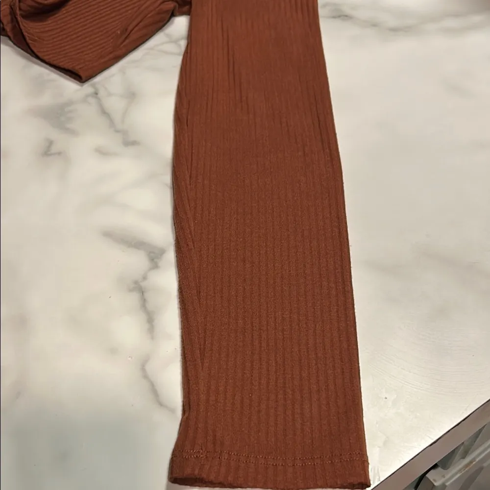 Princess Polly Brown Ribbed Tie Front Crop Blouse - Image 11