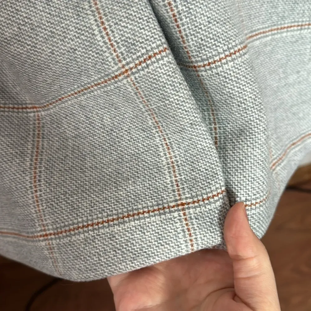 Abercrombie & Fitch heavyweight windowpane wool blend blazer coat light grey XXL - Image 9