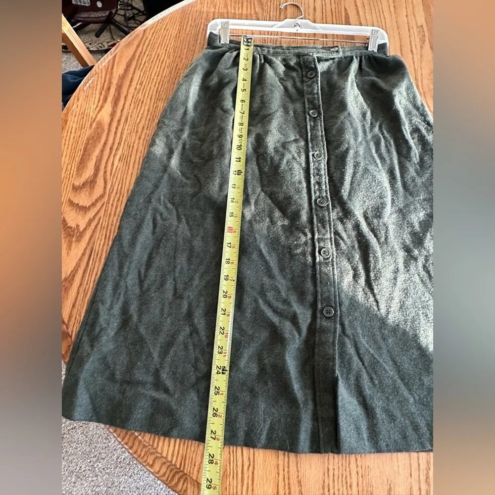 Brooks Additions Wool Blend Button Up Front  Green Skirt Size 13/14 - Image 5