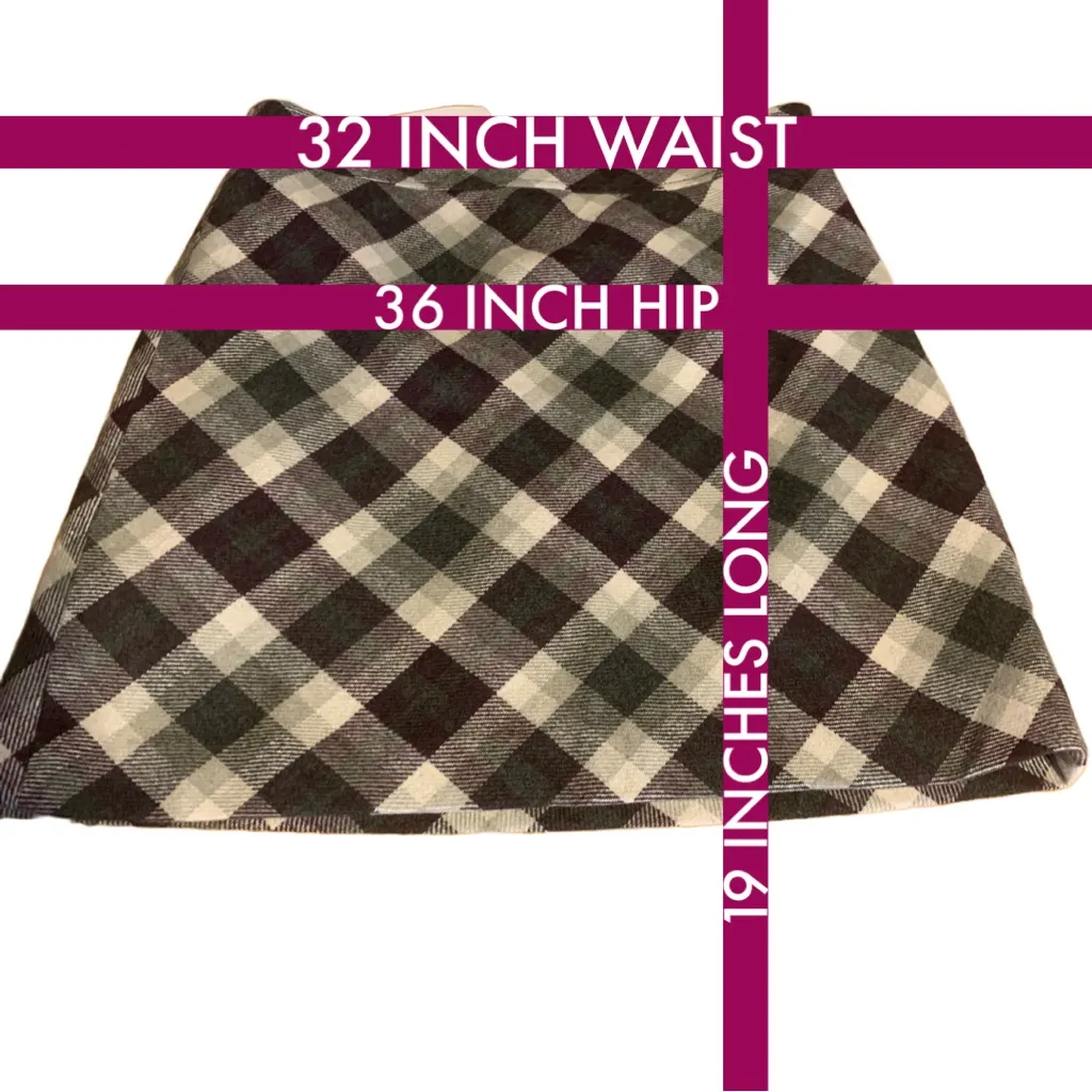 LOFT PURPLE & GRAY PLAID POLY/WOOL BLEND SKIRT NWT (6) - Image 9