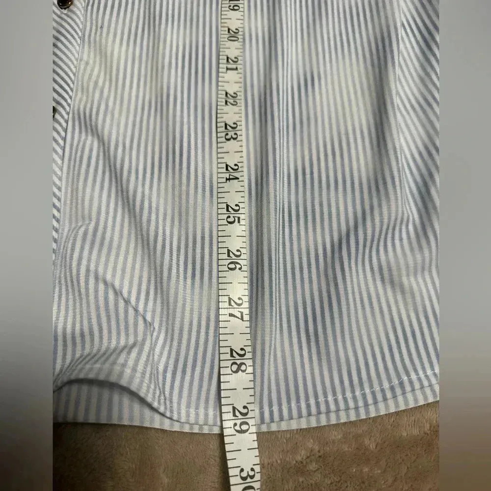 NYGARD Blue White Striped Button Down Size XL - Image 3
