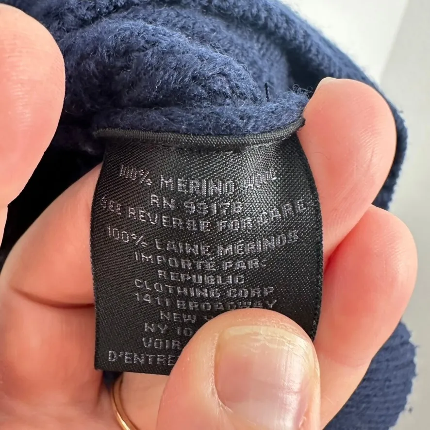 Magaschoni Preppy Collared V Neck Sweater Women's Size S Navy Blue Knit Chic - Image 5