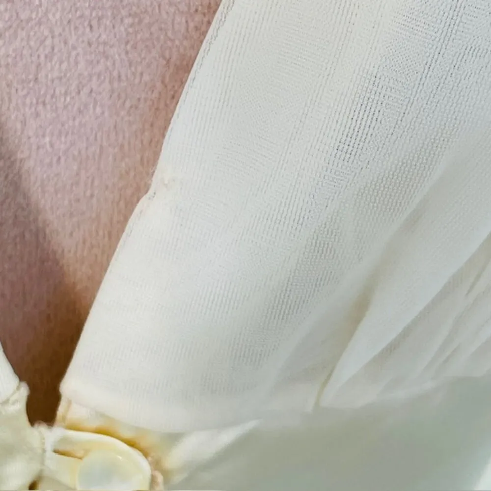 Gossard 60's Floaty Double Layer Sheer Nylon Chiffon Maxi VTG Nightgown Small Yellow - Image 6