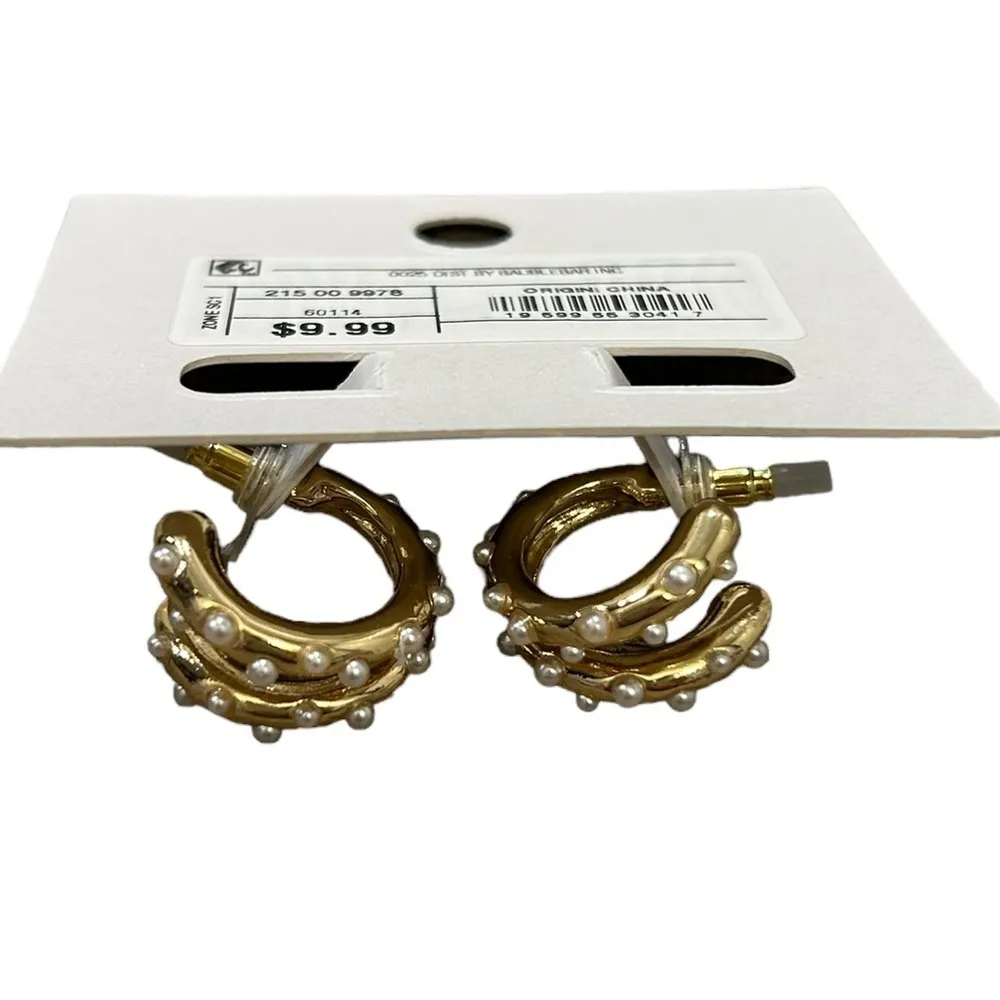 BaubleBar Nwt Sugarfix by  Dainty gold and pearl hoop earrings, NWT NEW - Image 6