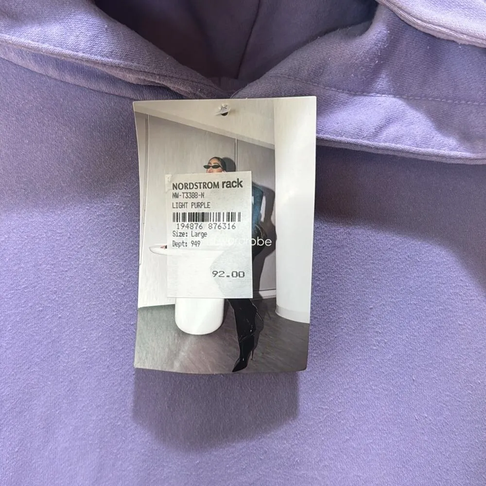 naked wardrobe Classic Oversized Hoodie - Light Purple Size L - Image 4