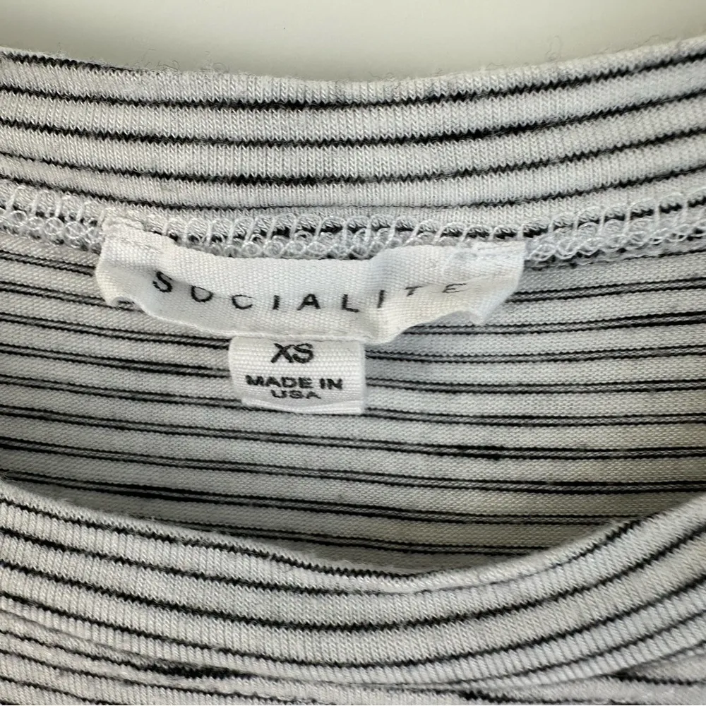 Socialite  Stripe Crop Top Black & White XS - Image 3