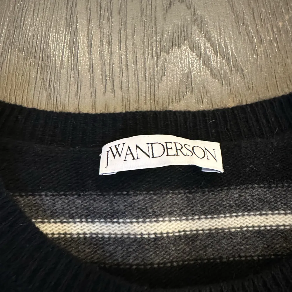 JW Anderson Logo Patch Stripe Crew Knit Gray - Image 4