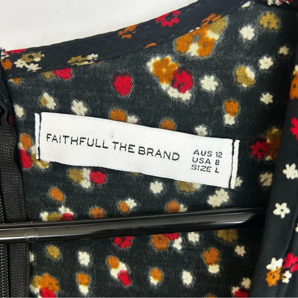 Faithfull the Brand Alena La Contrie Black Floral Deep V Short Sleeve Jumpsuit 8 - Image 8