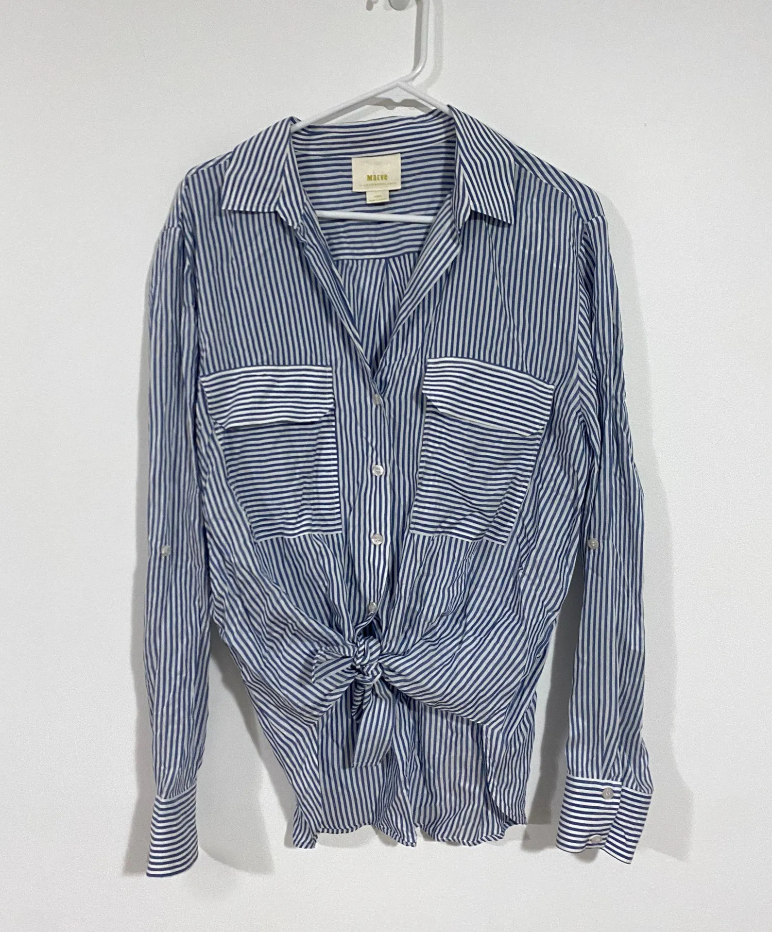 Anthropologie Maeve Striped Long Sleeve Button Up Shirt - Image 9