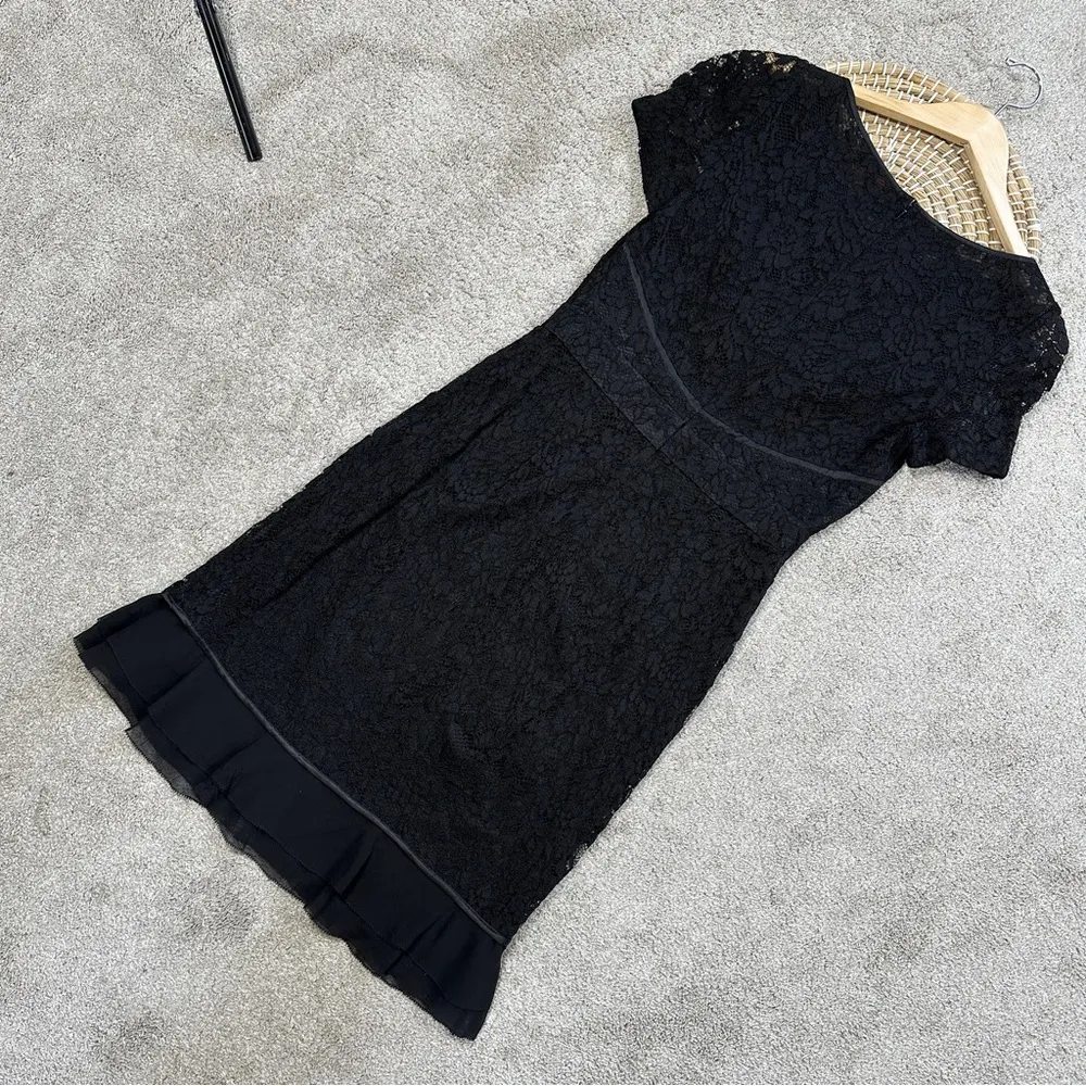 Tory Burch Women’s Silk Bovary Lace Cocktail Dress Shortsleeve Party in Black 4 - Image 8