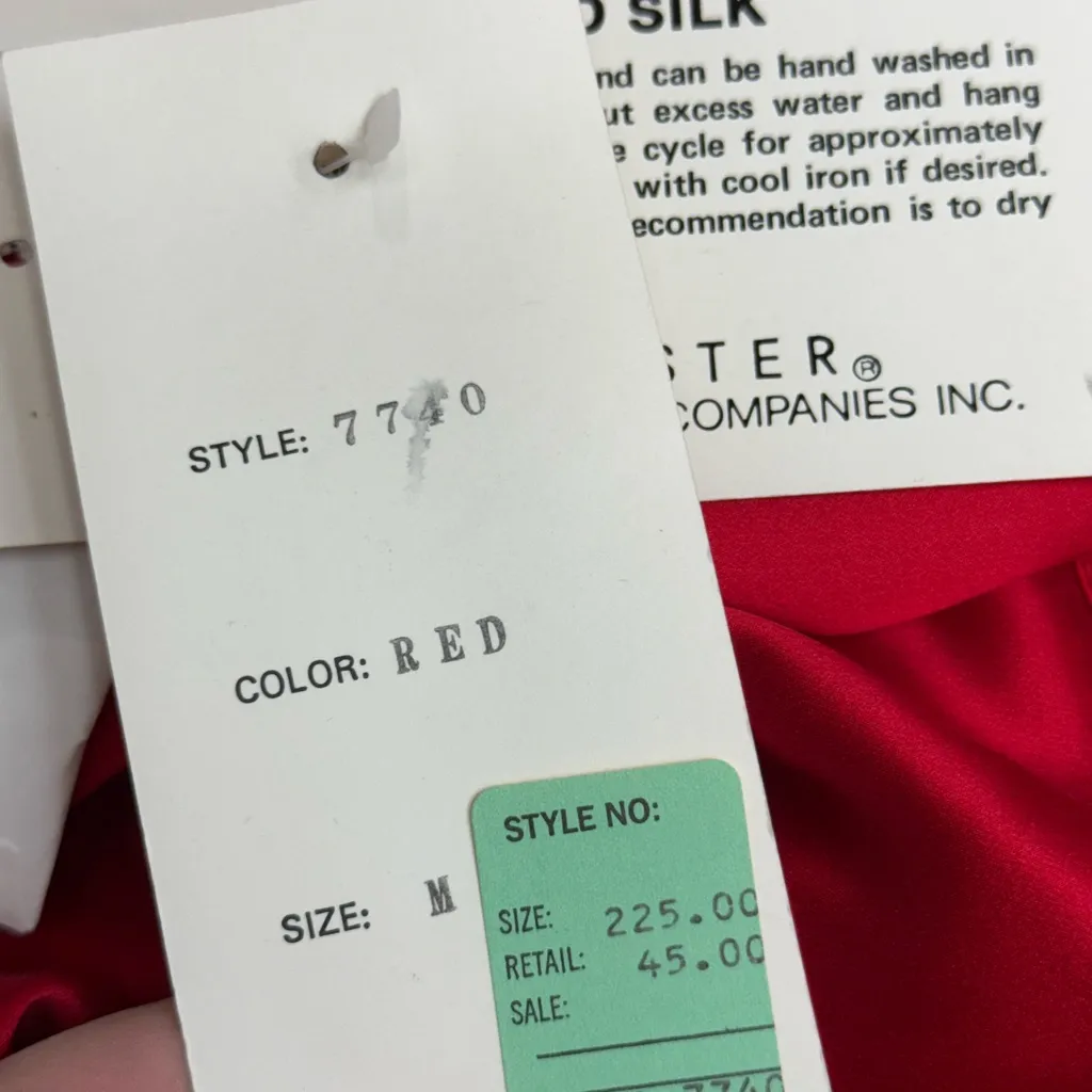 Doncaster Silks Vintage Red Sueded Silk Blouse – Size Medium NWT Draped Silk Top - Image 12